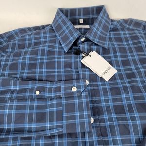 Hyden Yoo Long Sleeve‎ Button Up Blue Plaid Dress Shirt Size M Cotton Casual